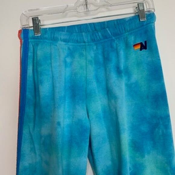 Aviator Nation Blue Tie Dye Sweatpants Neon Stripe Womens Medium - Picture 5 of 9